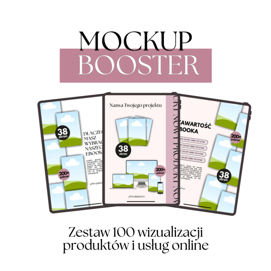 Mockup Booster - zestaw 100 wizualizacji produktów i usług online