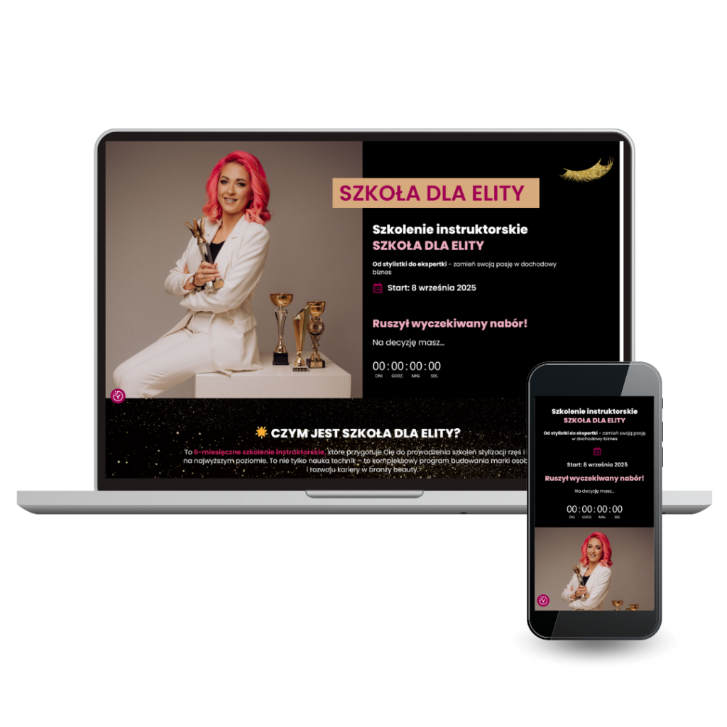 Strona sprzedażowa dla programu grupowego premium w branży beauty