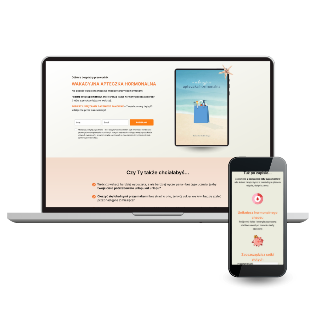 Strona typu landing page z formularzem zapisu do pobrania bezpłatnego prezentu