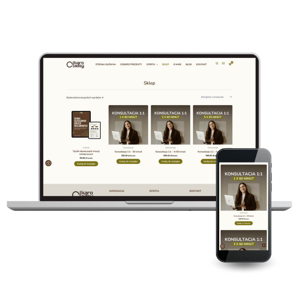 Strona www z modułem zakupowym dla freelancerki